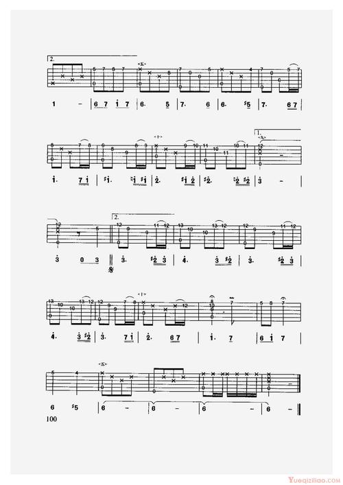 中外吉他名曲镜中的安娜一六线谱