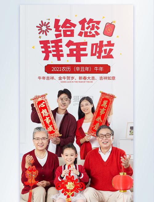2021牛年拜年摄影图海报