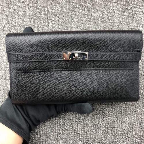 爱马仕kelly黑银钱包