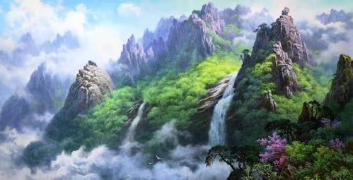 一组山水风景油画