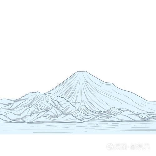 富士山孤立绘图.股票的矢量图