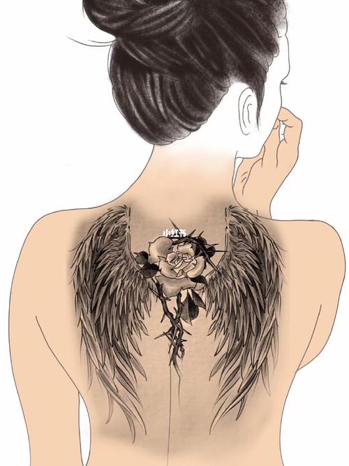 津南纹身#马涛刺青#天津纹身#天使纹身#后背纹身_纹身