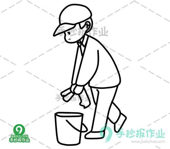 学习雷锋之洗抹布简笔画