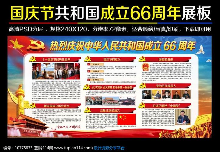 大气热烈庆祝国庆节展板设计