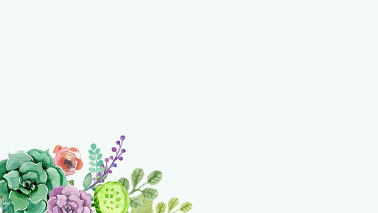 清新水彩风格植物花卉ppt背景图片