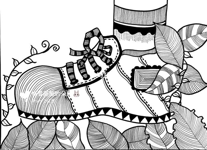 创意线描儿童画:《我有一双漂亮的鞋子》_鞋子_马克笔