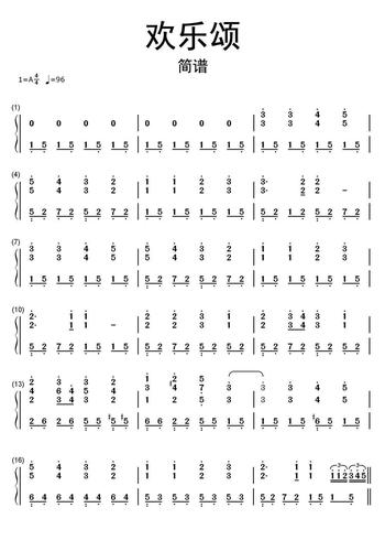 >>欢乐颂简谱乐谱