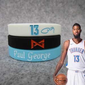 篮球球星雷霆队保罗.乔治新标志签名运动夜光手环 硅胶腕带手链带