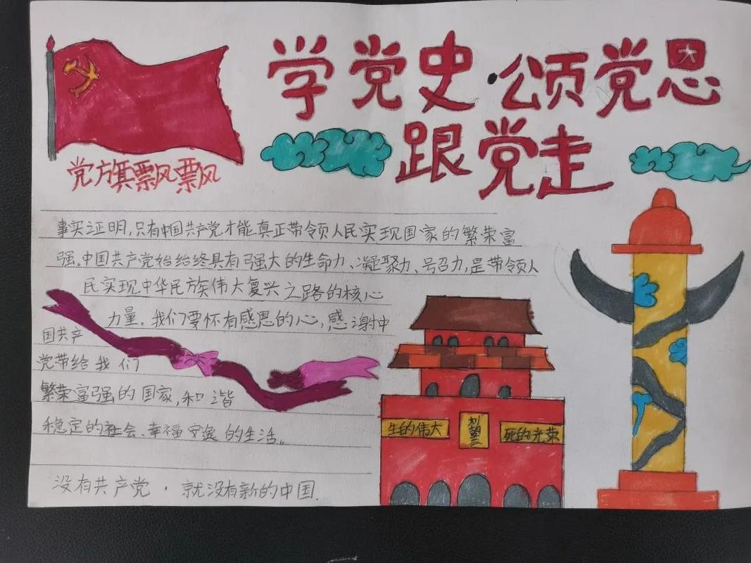 讲红色故事,集中学习,讲读党史,做手抄报等形式,根据学生特点,系统