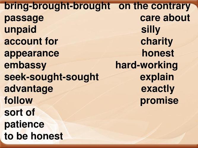 bring-brought-brought on the contrary passage care about unpaid