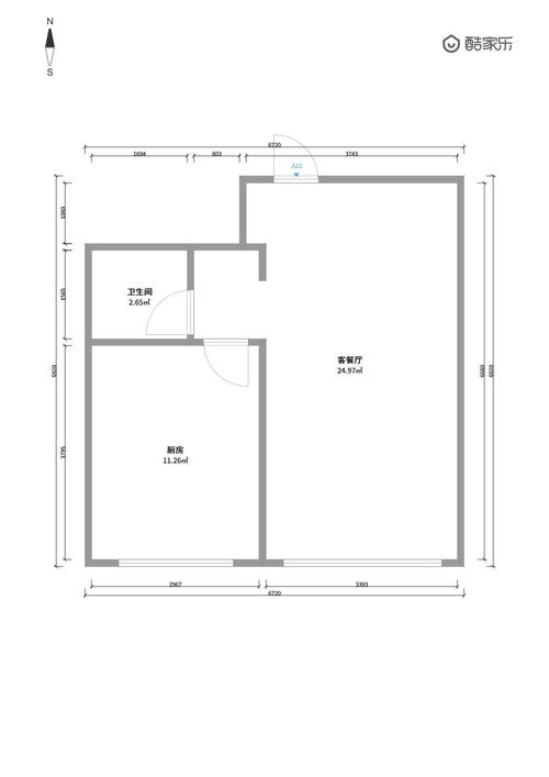 5万60平米现代小户型/一房装修效果图,一室一厅装修图