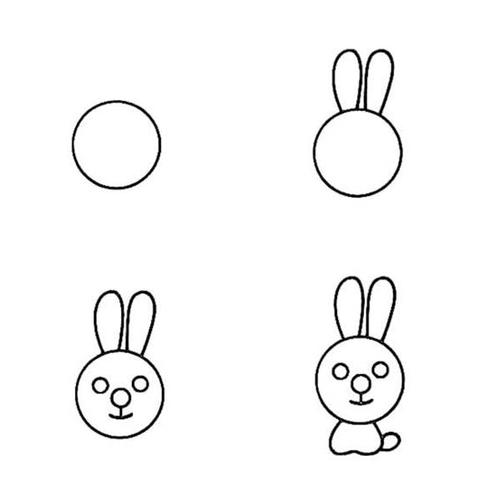 简笔画儿童画画图片作品欣赏 动物简笔画小兔子的画法