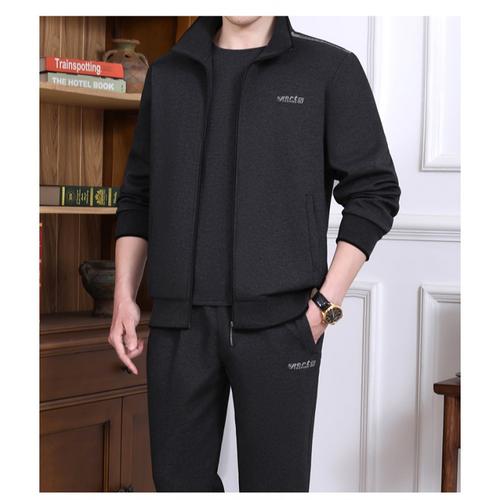 阿诗欧品牌中老年人高档运动套装男士春秋季时尚休闲爸爸装运动服男三