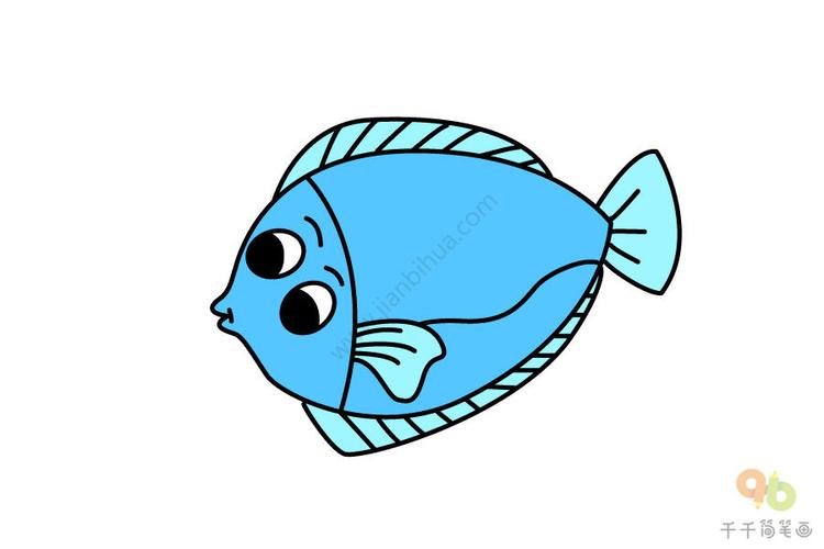 蓝色的比目鱼简笔画海洋动物简笔画
