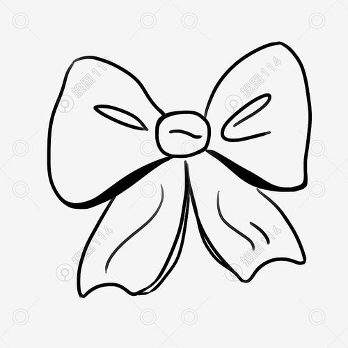 手绘黑白线条蝴蝶结元素