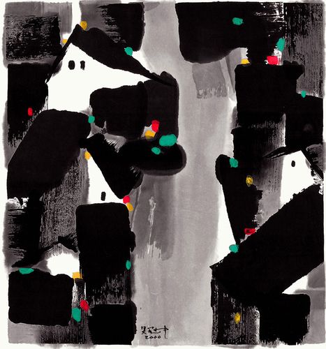 吴冠中作品《江南居》丝网版画