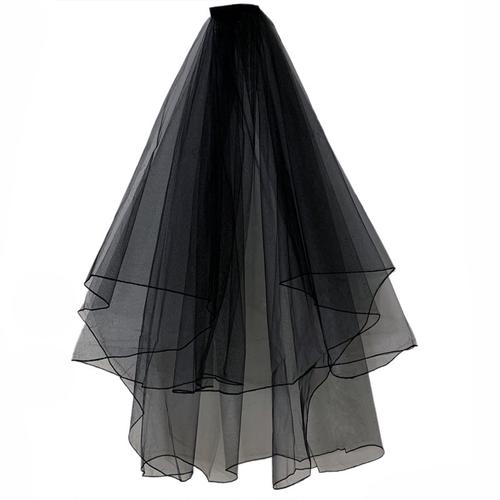 黑色头纱头饰饰品复古写真拍照道具装饰新娘婚纱结婚暗黑短款舞台