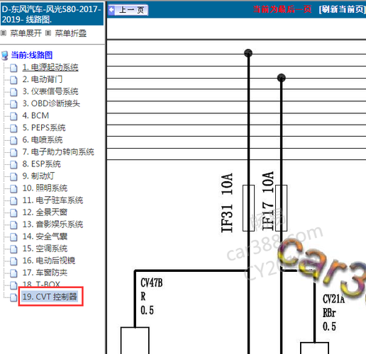 2019年东风风光580变速箱电路图