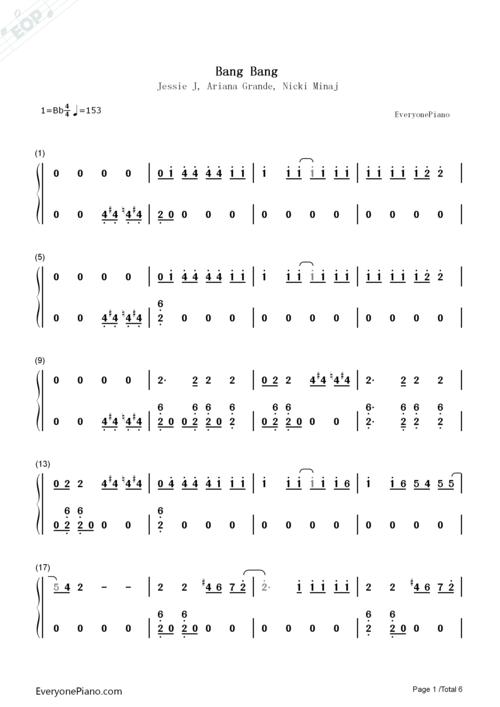 bang bang-jessie j & ariana grande & nicki minaj双手简谱预览1