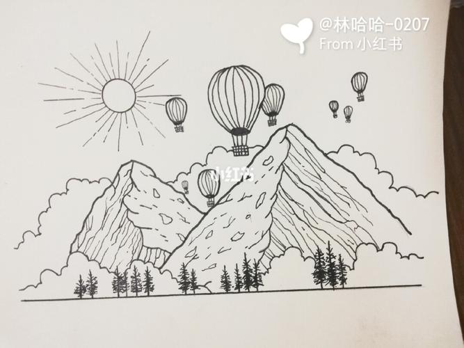 黑白简笔画|风景