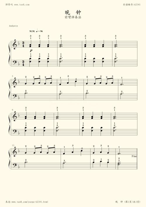 钢琴谱:42 晚钟_约翰·汤普森现代钢琴教程1(大汤1)