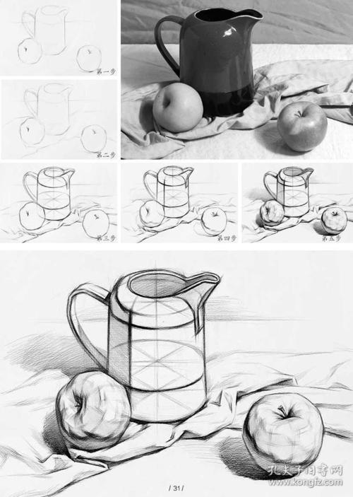 敲门砖素描绘画快速入门教程结构静物范画照片对临摹分步骤精详解析