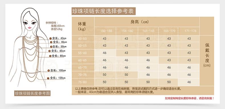 项链长度参考