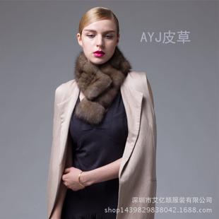 ayj皮草俄罗斯紫貂整貂拼貂外套领子大衣毛领围巾围脖男女奢侈品