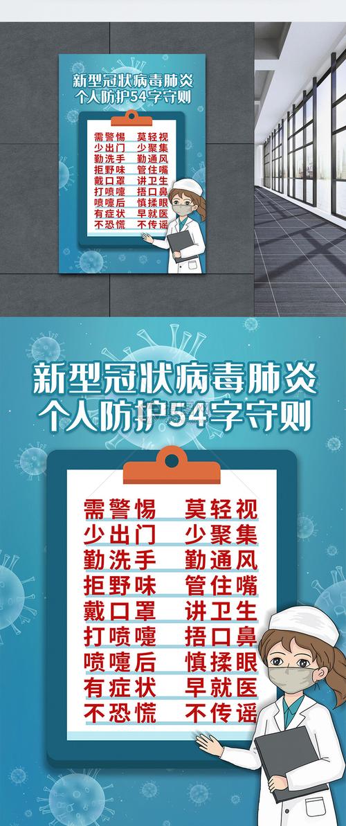 简约防控疫情个人防护54字守则海报