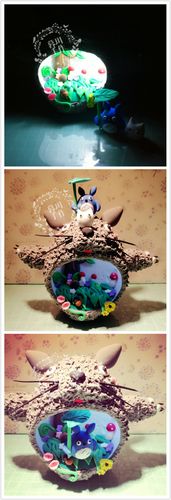 2016#超轻粘土#龙猫多多洛小夜灯 创意摆件 73by暮珥