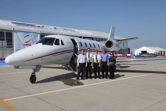 赛斯纳奖状xls 飞机成首架降落蒲城机场公务机