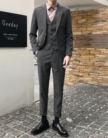 灰色 西装 马甲 裤子 50/l建议125斤内