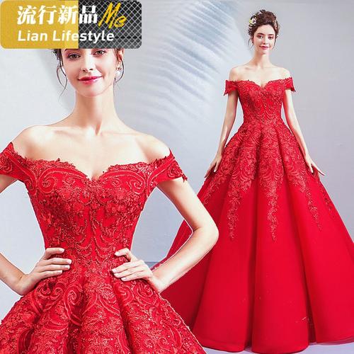 华丽璀璨女王范红色新娘结婚敬酒服婚纱晚礼服盛世尼曼视频