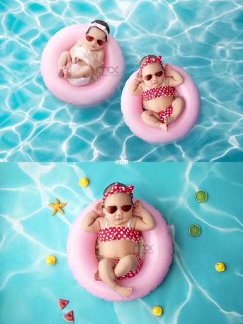 新生儿满月照|95夏日可爱的游泳宝宝o.