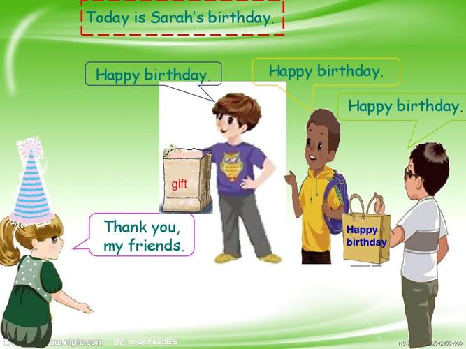 today is sarah"s birthday. happy birthday. happy birthday.