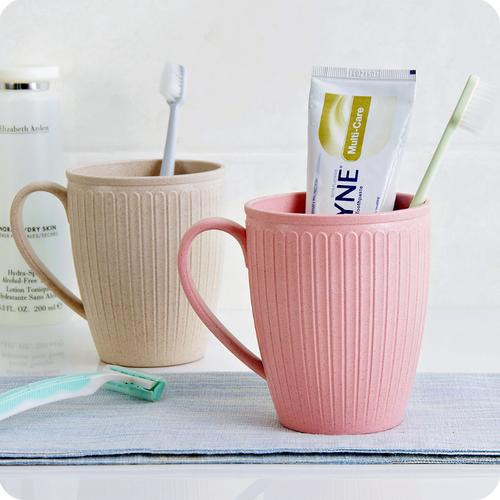 素色带手柄漱口杯情侣牙缸杯子创意塑料牙刷杯洗漱杯刷牙杯