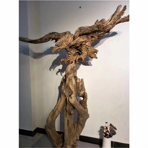 黄金樟根雕老鹰动物雕刻原木风化木枯木摆件树根天然随形客厅家里