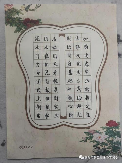濮阳市二高"全市大中小学生"礼赞宪法"硬笔书写比赛"