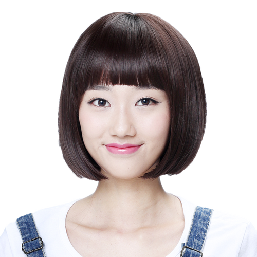 假发套女生短发短直发bobo头波波头齐刘海可爱黑色深棕色自然修脸
