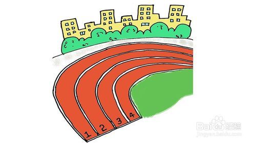 校园体育场简笔画