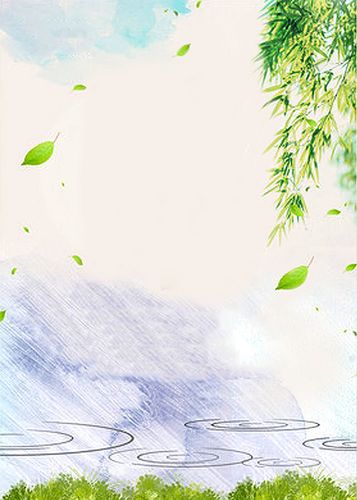 春天小清新柳条春雨背景图