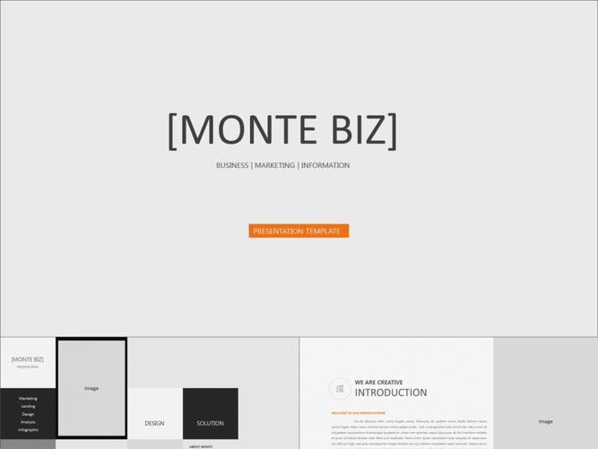 自己填图灰色系欧美风简约商务精品ppt模板