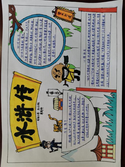 五六班寒假作业优秀作业之四《水浒传》读书卡作品展