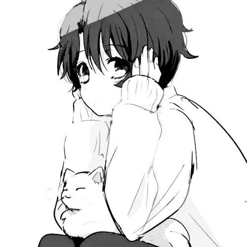 微信黑白动漫男生头像