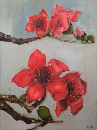 原创油画:木棉花_木棉花_油画_文化_绘画