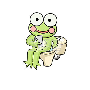 图怪兽原创元素 绿色 卡通 青蛙 上厕所 表情包