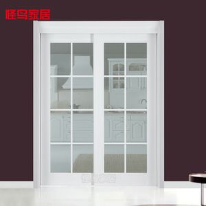 怪鸟家居木门定制实木复合门室内双扇推拉门烤漆门厨卫门白色简约