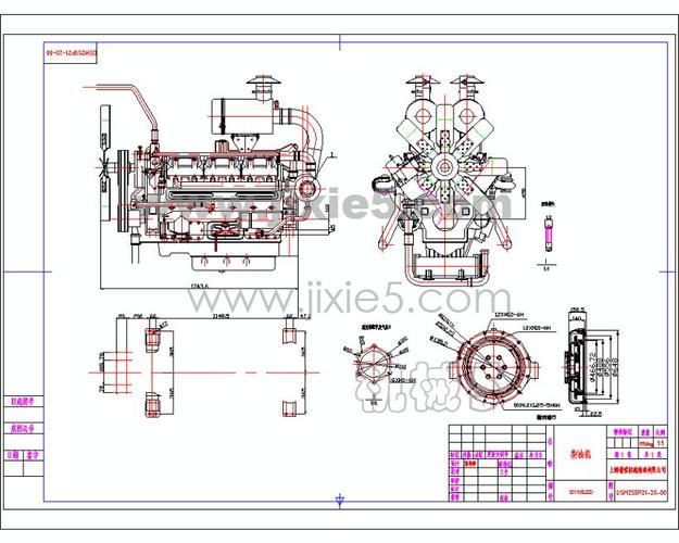上海 柴油机 上柴发动机 12v缸机12v135jzd装配图cad图纸