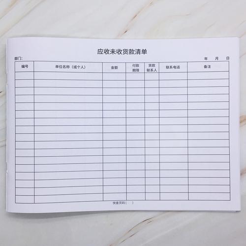单位销售货物财务货款滞收统计表每日客户应收款未收款清单明细表账本