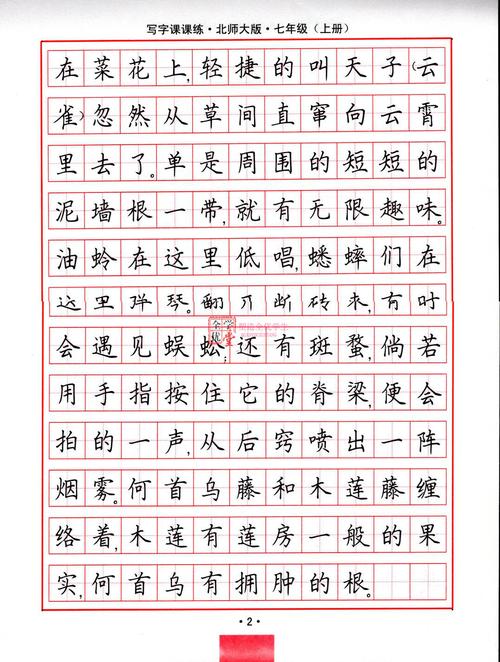 司马彦字帖七年级上册语文写字课课练北师大版楷书临摹同步练字帖